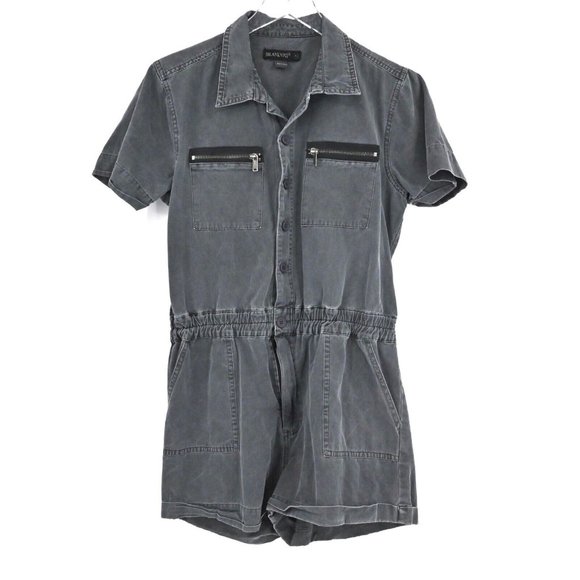 BLANKNYC Womens 100% Cotton Gray Romper Utility Zip Elastic Waist Size Medium - Picture 1 of 8